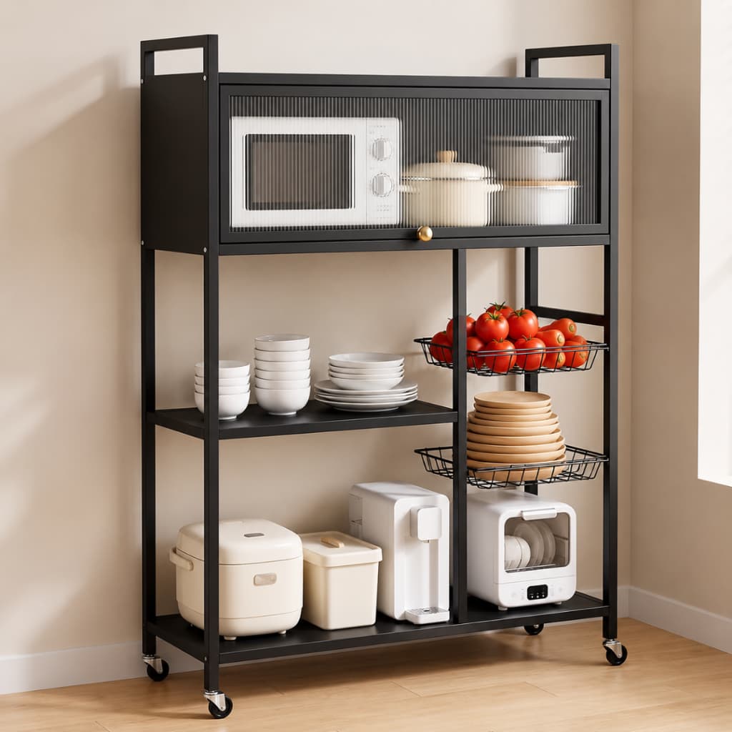 Estante Organizadora Modular para Cozinha com Múltiplas Camadas, Organizador Multifuncional e Suporte para Micro-ondas