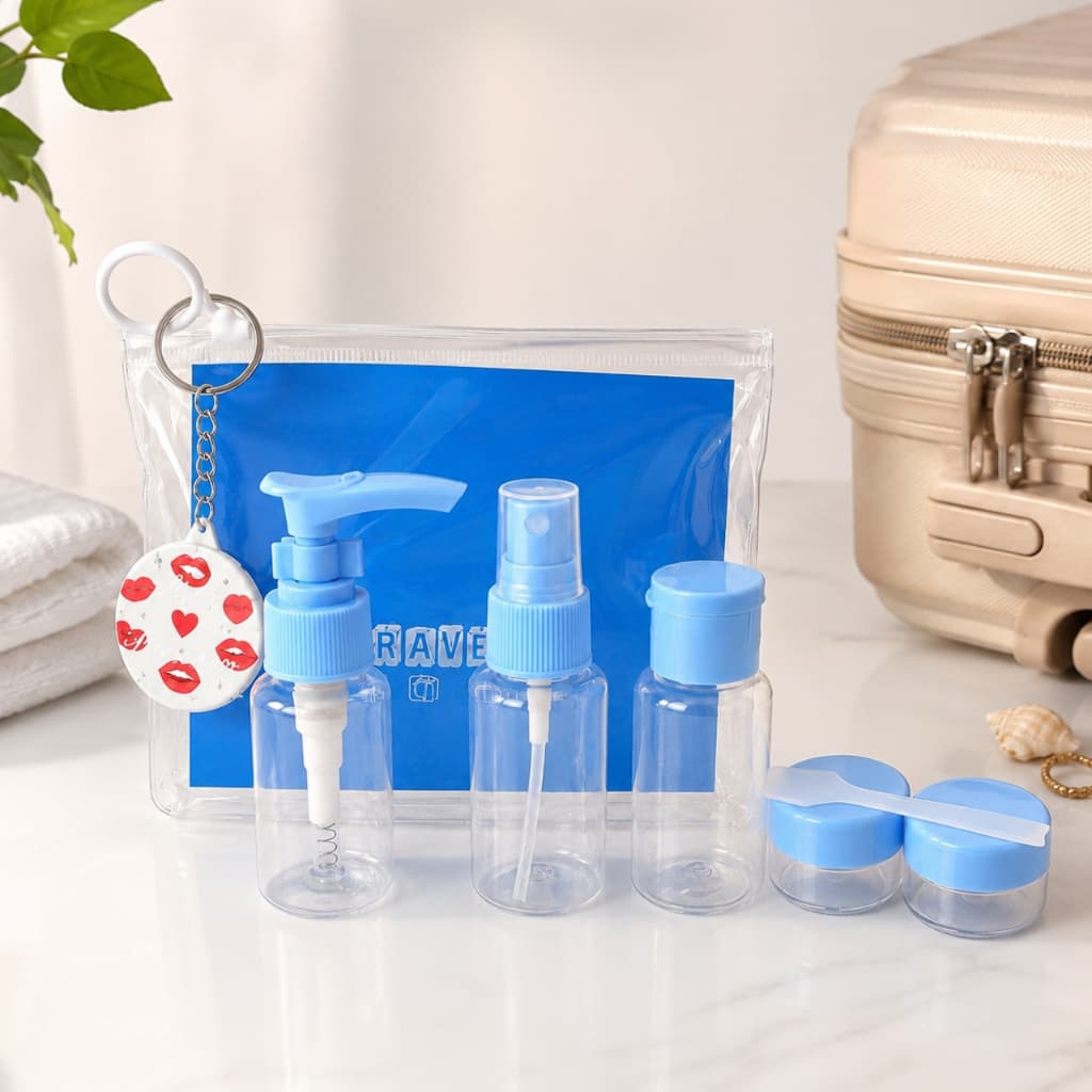 Kit Frascos para Viagem 8 Peças Compacto – Organize seus Cosméticos com Praticidade! Para Mala Mochila Bolsa Necesserie