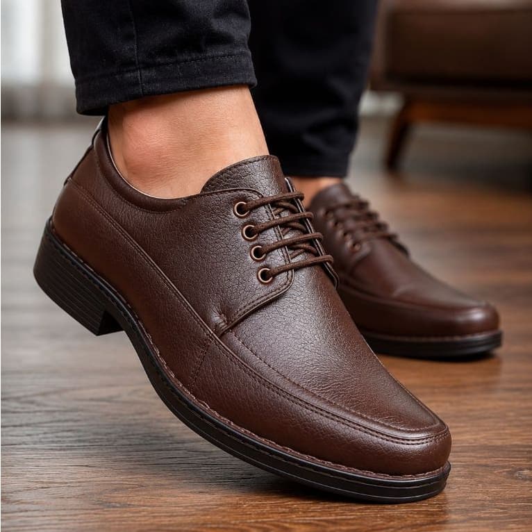 Sapato Social Masculino Couro Legítimo Derby Anti-Stress Premium