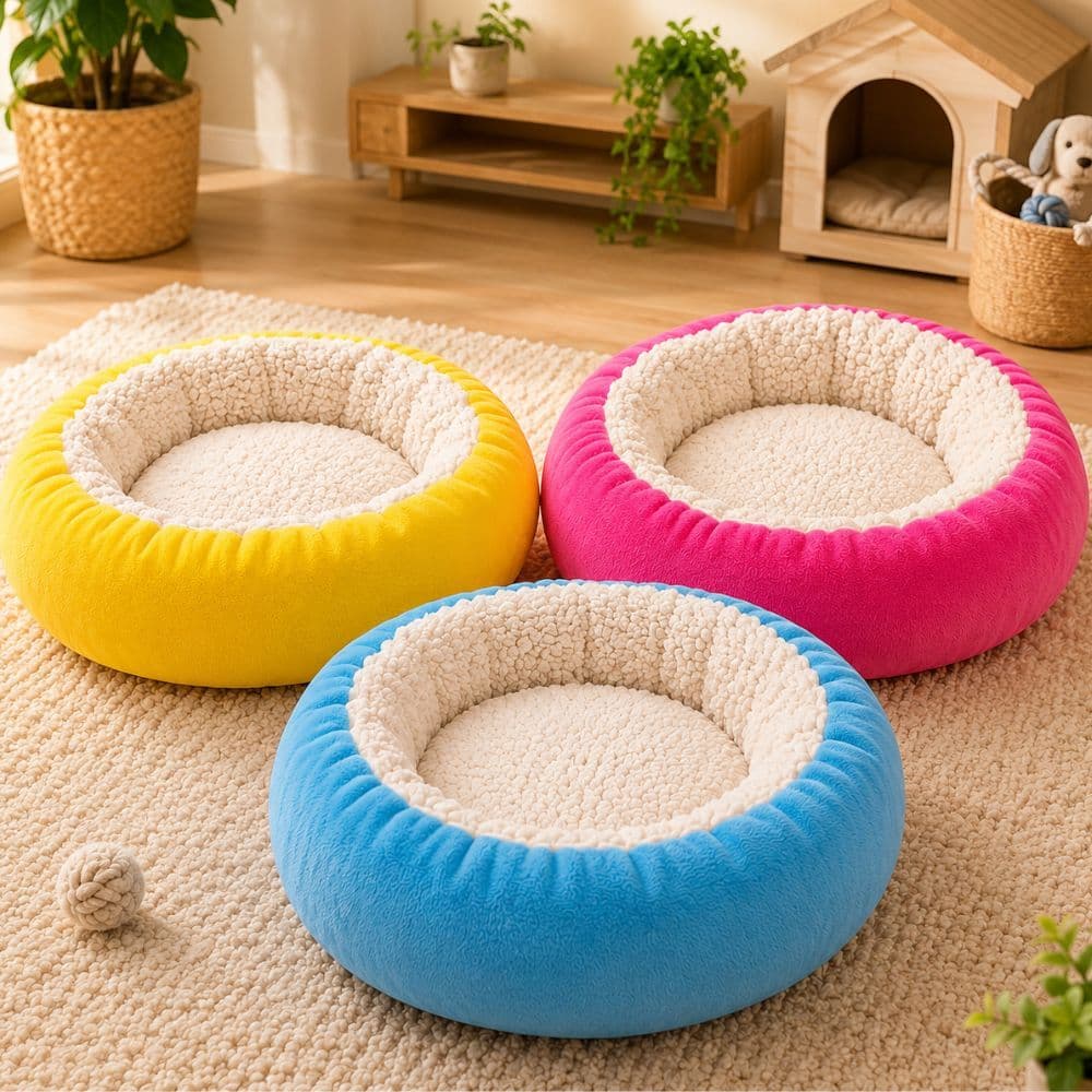 Caminha Redonda Pets Sherpa para Cães e Gatos Macia  Quente Confortável Cama Pet Inverno Tamanhos P , M e G