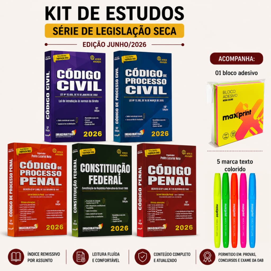 Constituição EC 139 + Código Civil + CPC + Código Penal + CPP Edição Junho/2026 | Kit de estudos completo e atualizado