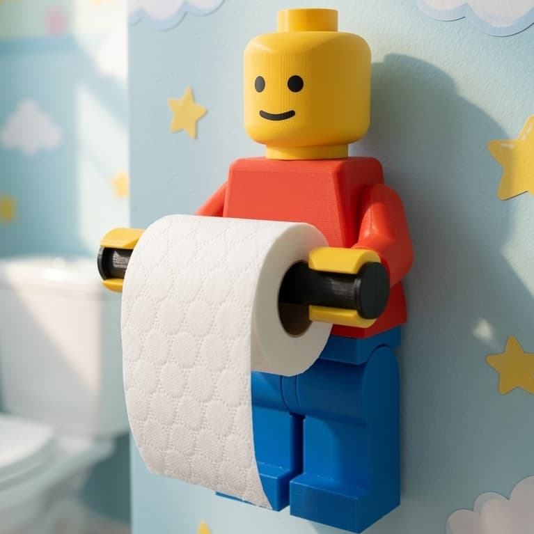 Porta Papel Higiênico Lego Divertido | Suporte Criativo para Banheiro Infantil e Lavabo