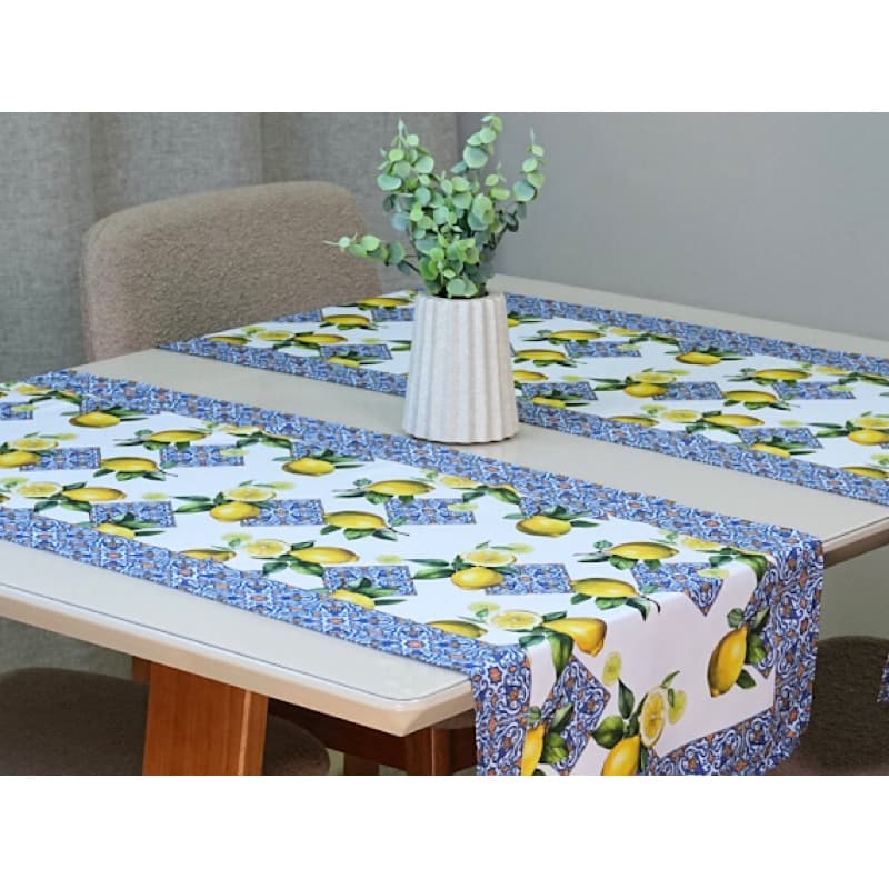 Caminho Trilho de Mesa Allegra 1 Peça 1,25m x 43cm 100% Poliéster Tecido Microfibra Estampa Digital