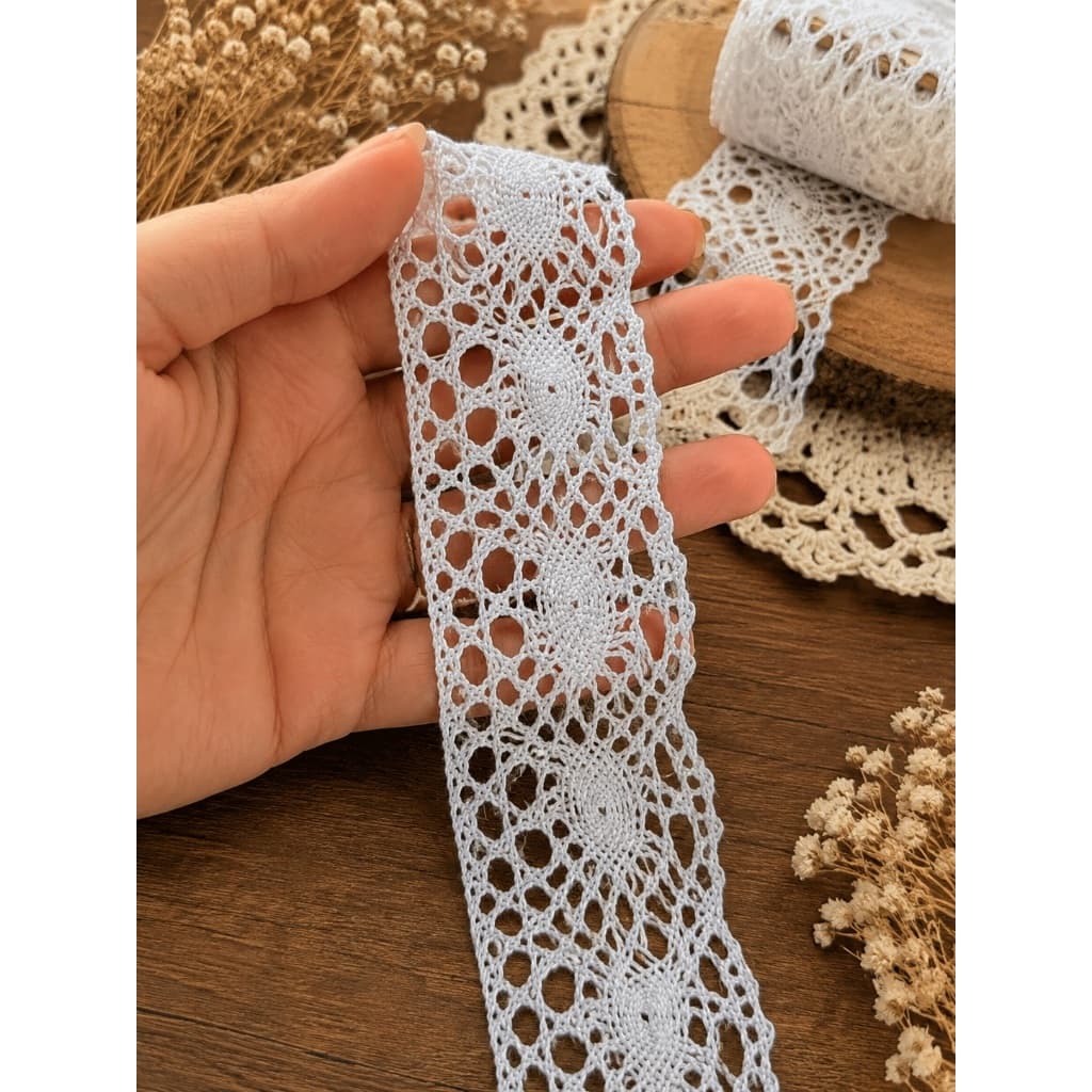 Renda Algodão 4cm 10m Artesanato Costura Personalização Handmade Roupa Boneca Decoração Acabamento