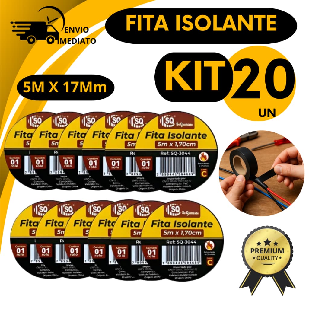 Kit Fita Isolante 5 Metros X 17Mm Para Fios e Reparos Antichama Industrial