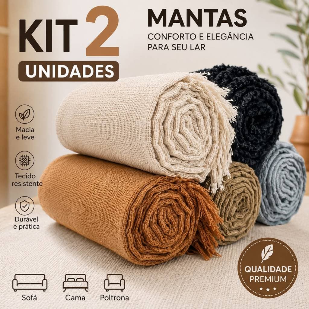 Manta Para Sofá Grande 2,10 x 1,20 Mts 100% Algodão Tipo Capa Protetora Premium Cama Luxuosa