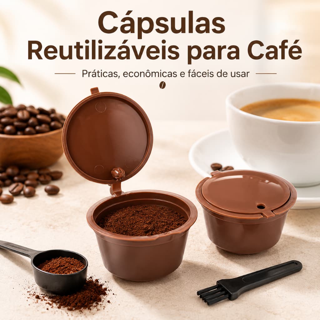 Kit 3 Cápsulas De Café Reutilizáveis 54mm Com Colher Medidora E Escova De Limpeza Filtro Economico Para Maquinas De Cafe