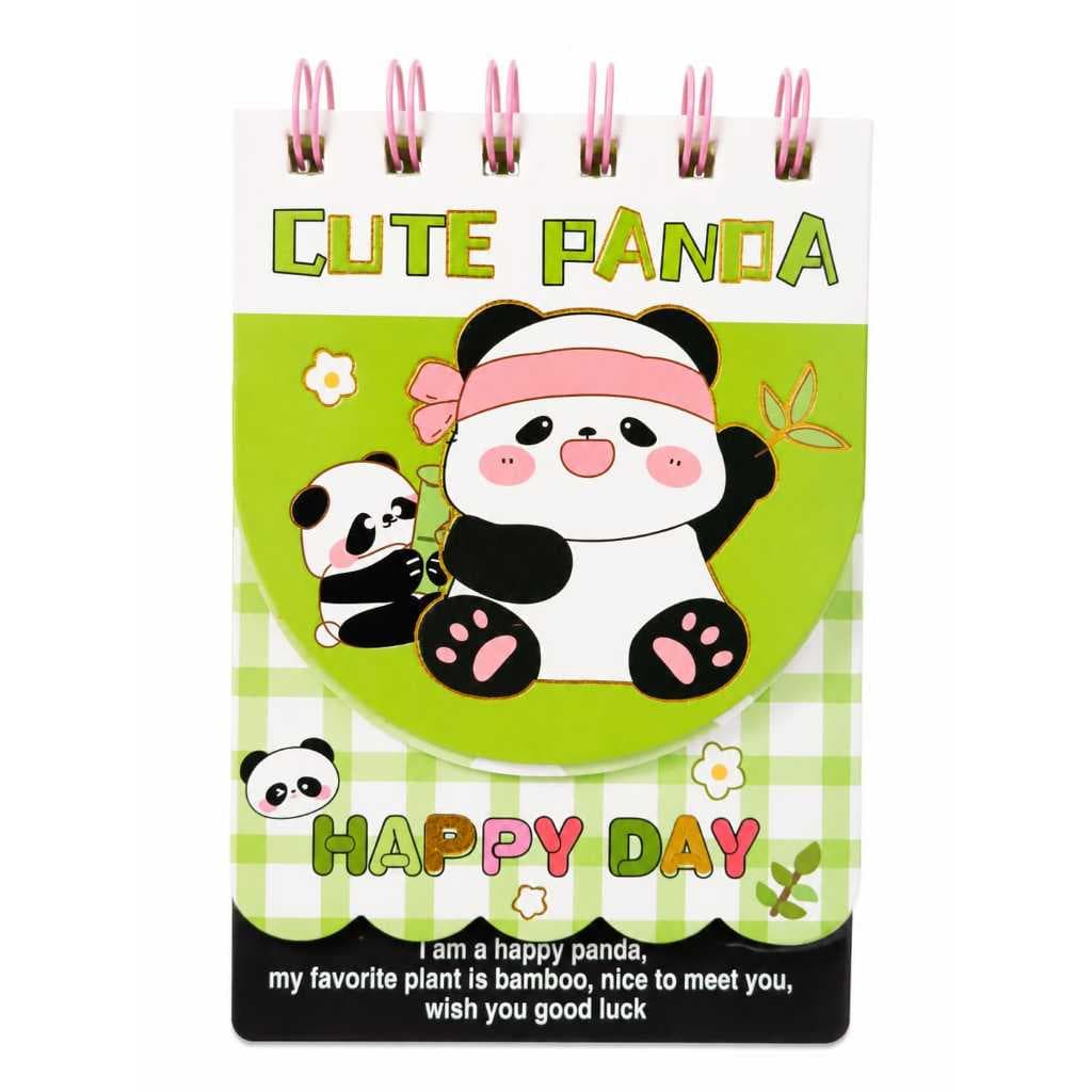 Bloco de Notas Panda Kawaii com Espiral | Mini Caderno de Anotações Cute Panda Happy Day