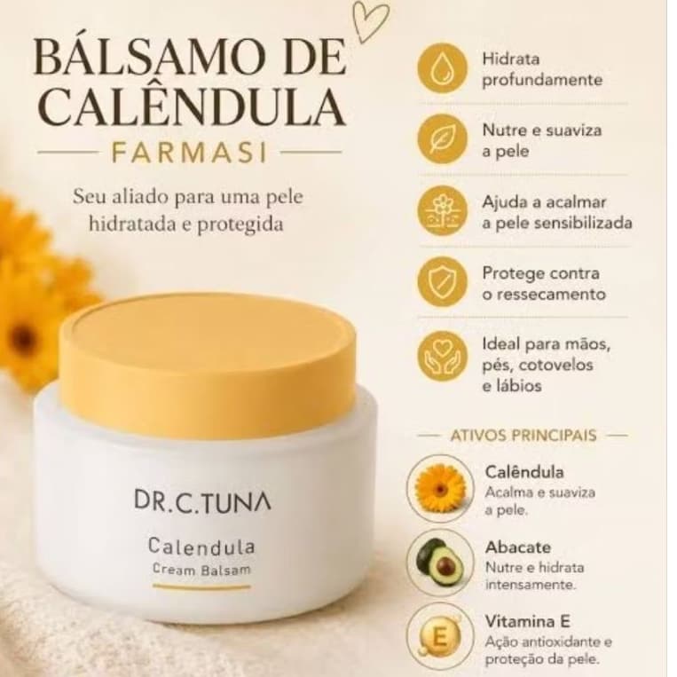 Dr. C.Tuna Balsamo Calêndula creme regenerante rosto / corpo, Farmasi Importado turquia, vegano sem gluten pele sensivel