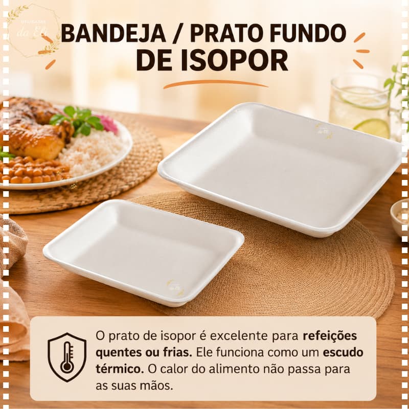 Prato Bandeja de Isopor ideal para Churrasco Almoço Porção Janta 50 25 Unidades