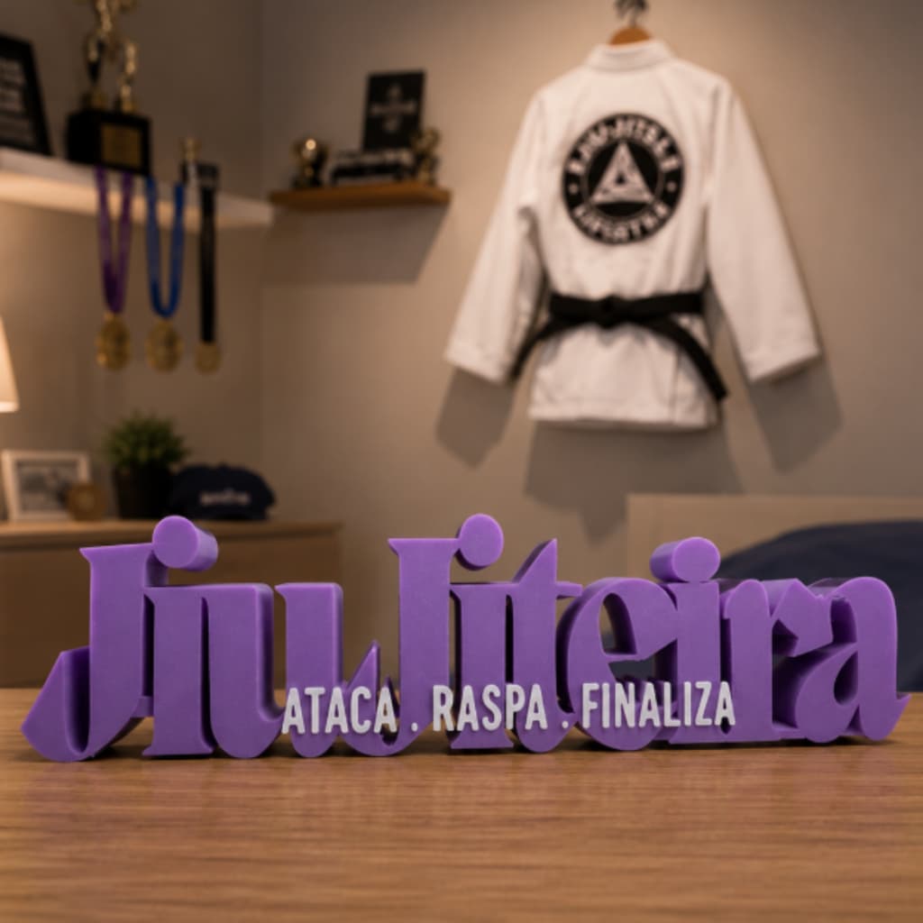 Placa Decorativa Jiu-Jitsu Jiujiteira | Ataca Raspa Finaliza | Decoração Letreiro Personalizado Presente