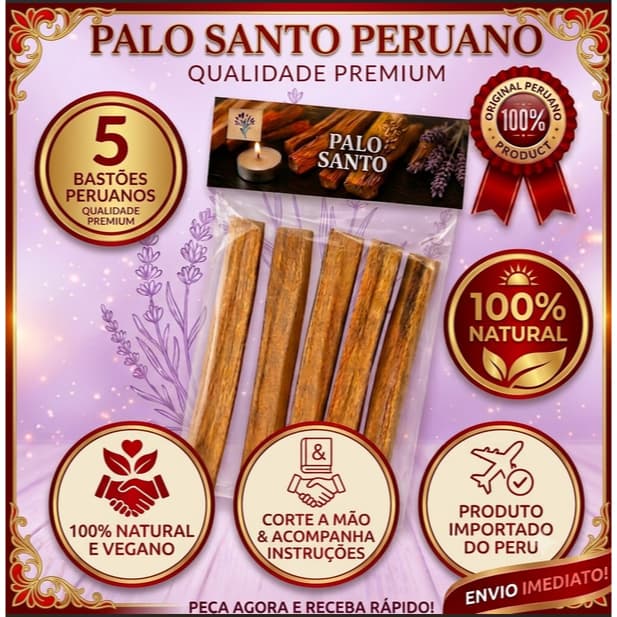 Palo Santo Peruano Legítimo INCENSO 100%  Natural -  5 Palitos  limpeza Energética CORTE EXCLUSIVO