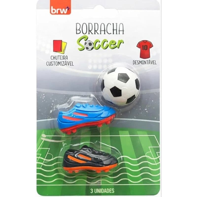 Brw Borracha Soccer Temática de Futebol, Chuteira Customizável Desmontável, 3 Unidades