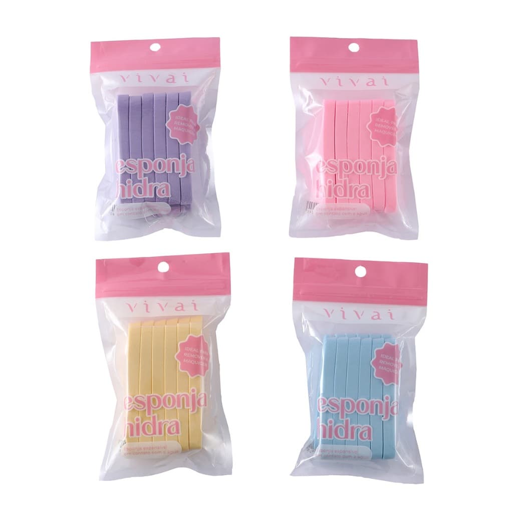 Kit até 48 Esponjas Faciais Comprimidas Expansíveis com Água para Limpeza de Pele e Remoção de Maquiagem VIVAI