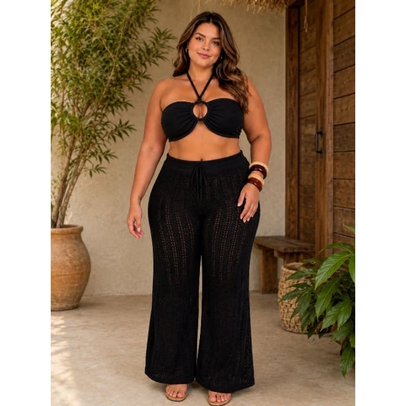 conjunto saia e top faixa tricot plus size