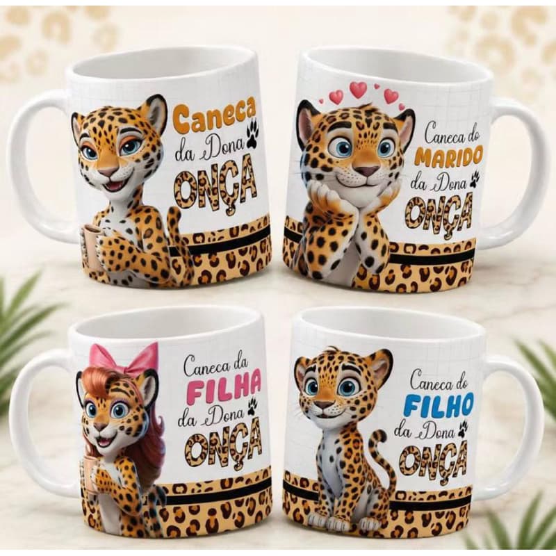 Caneca Xícara Personalizada Presente Especial Premium Família Dona Onça
