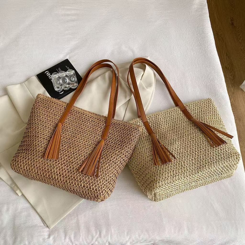 Bolsa De Palha Praia Verão Estilosa Fashion