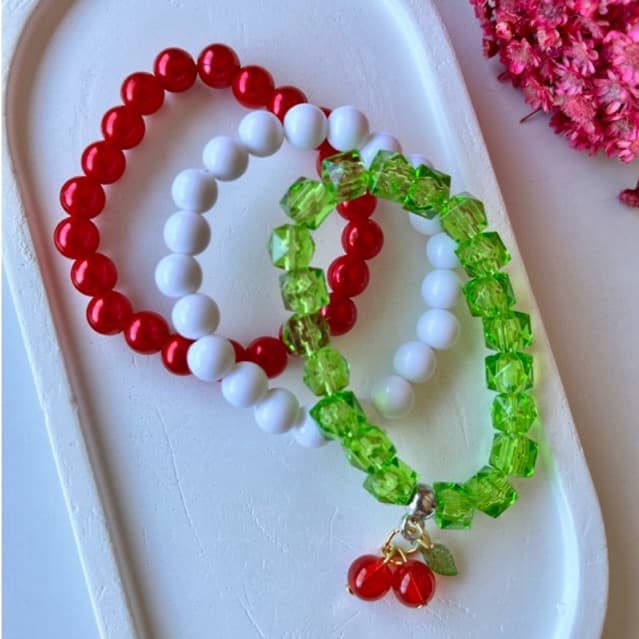 KIT DE PULSEIRAS INFANTIL CEREJINHA