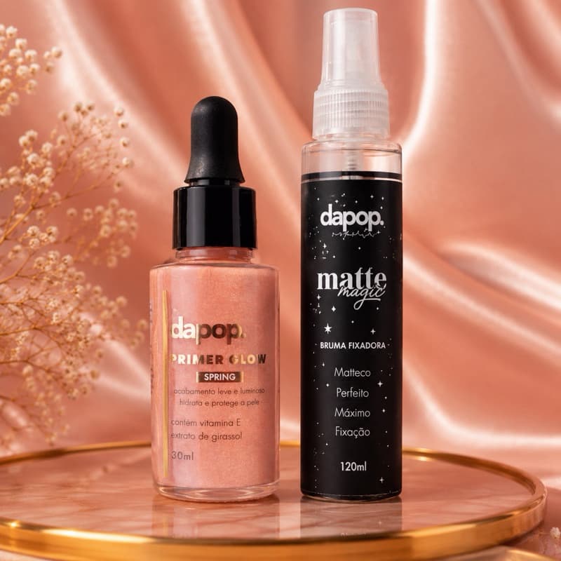 KIT Primer Glow Spring Dapop 30 ml + Bruma Fixadora Matte Magic Dapop120 ml
