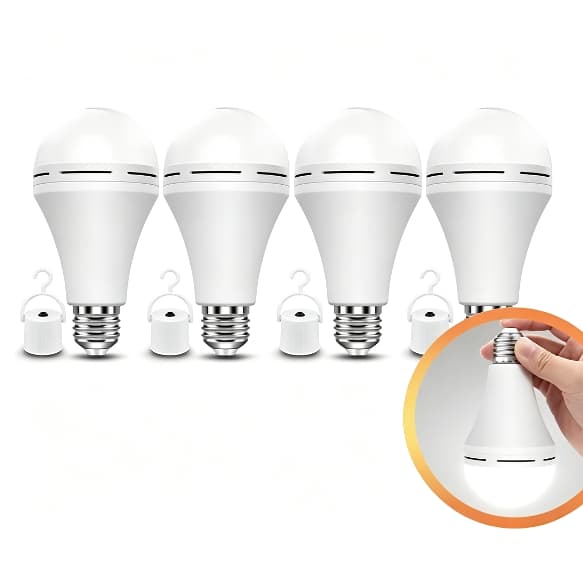 Quatro lâmpadas de emergência recarregáveis, lâmpadas LED para acampar, portáteis, luzes de emergência multifuncionais