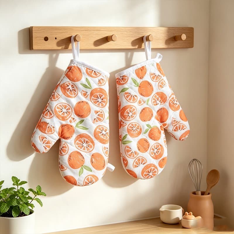 Luva Térmica para Forno Estampa Laranja Luva Anti Calor Cozinha Assados e Panificação