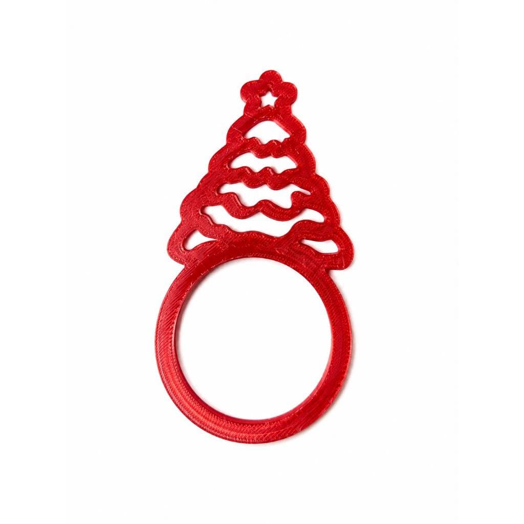 Kit 6 Porta-Guardanapos Árvore de Natal Vermelho para Mesa Posta e Ceia