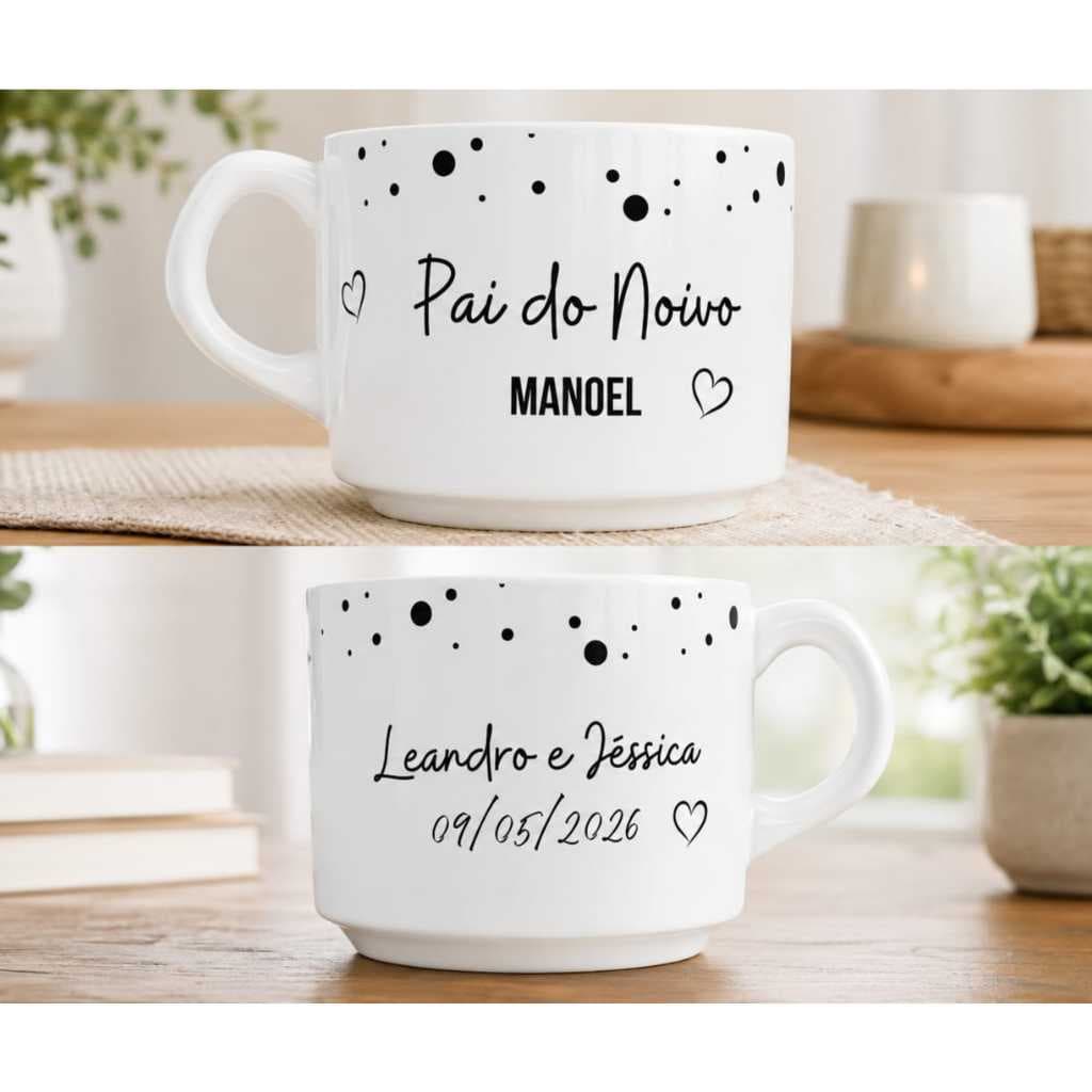 Xícara Personalizada com nomes para batizados, casamentos.