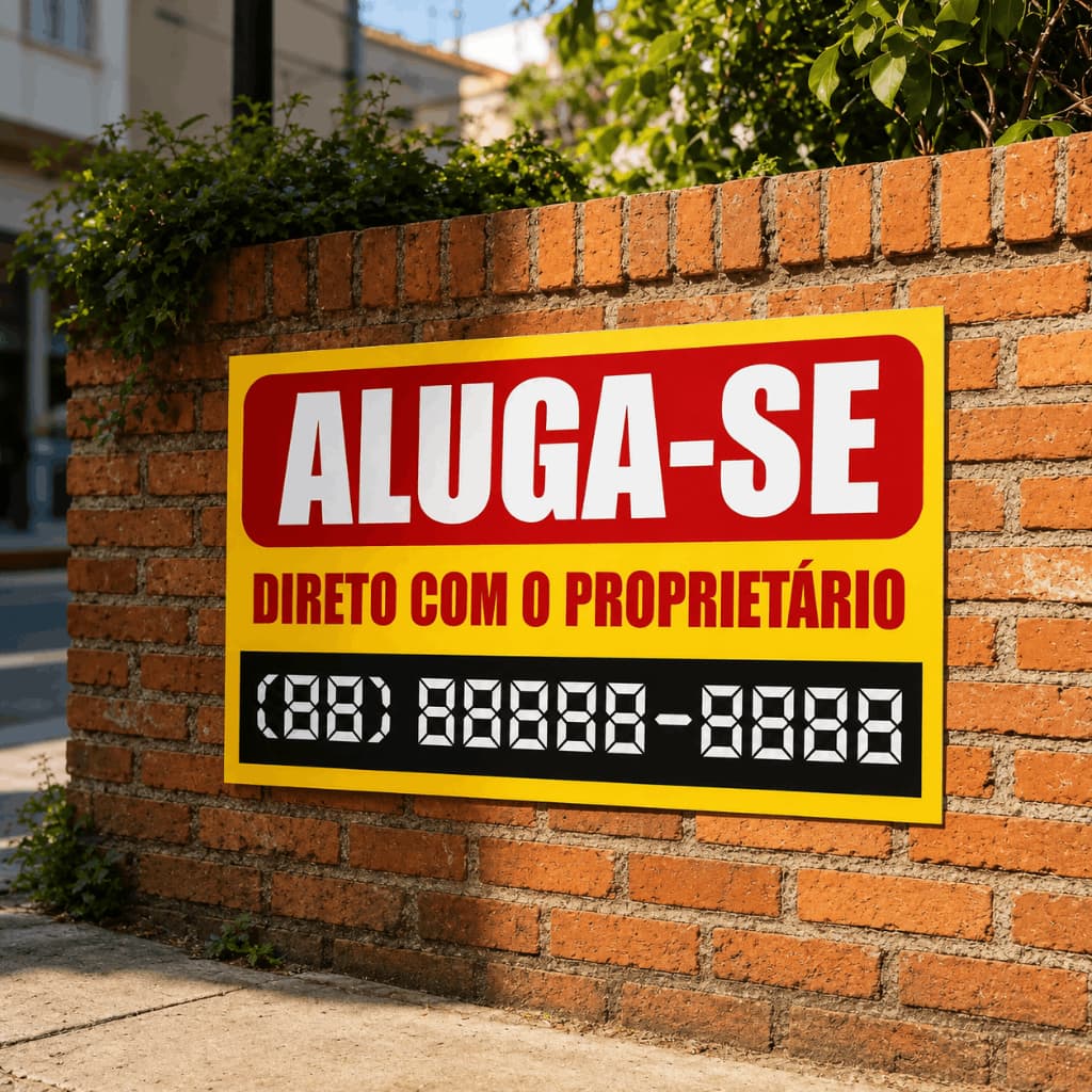 Placa Adesiva Aluga-se com Espaço para Telefone Direto com o Proprietário Imobiliário