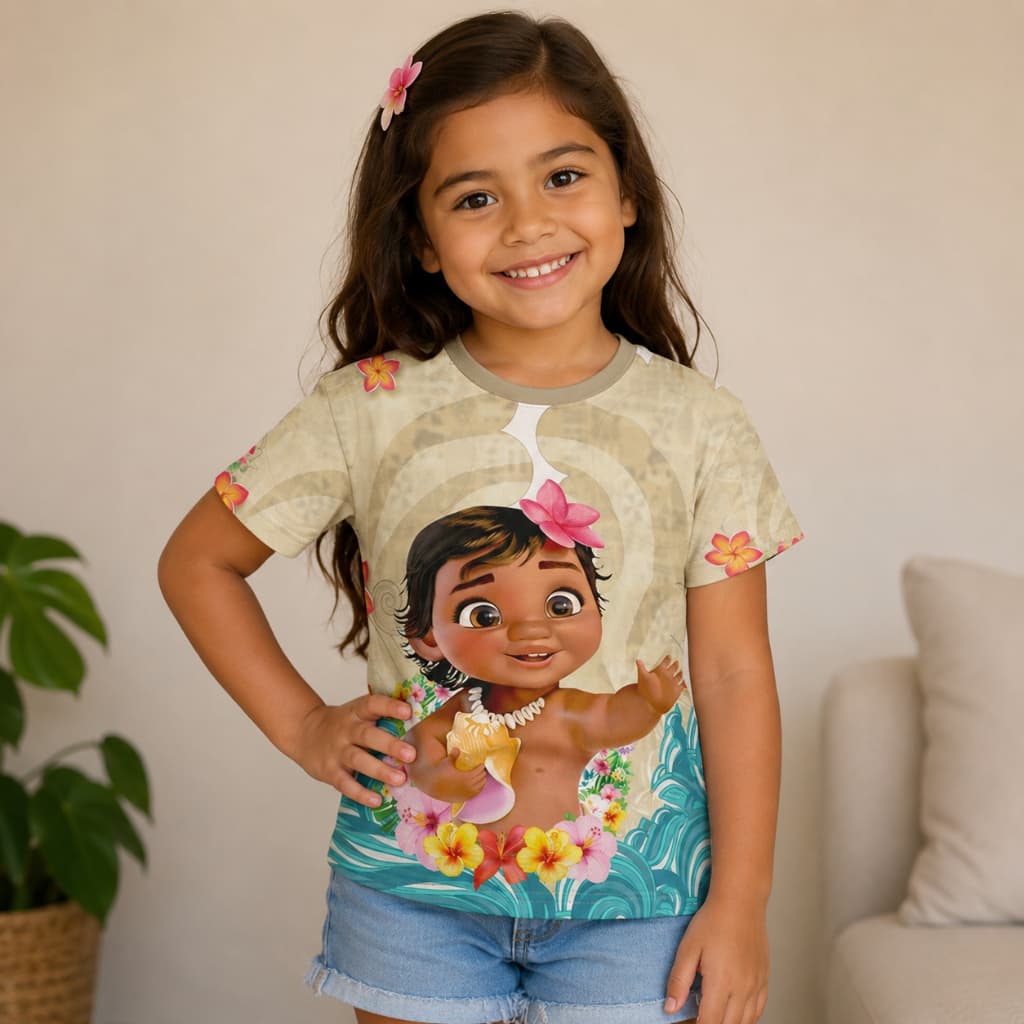 Camiseta Promoção Moana Baby Adulto E Infantil