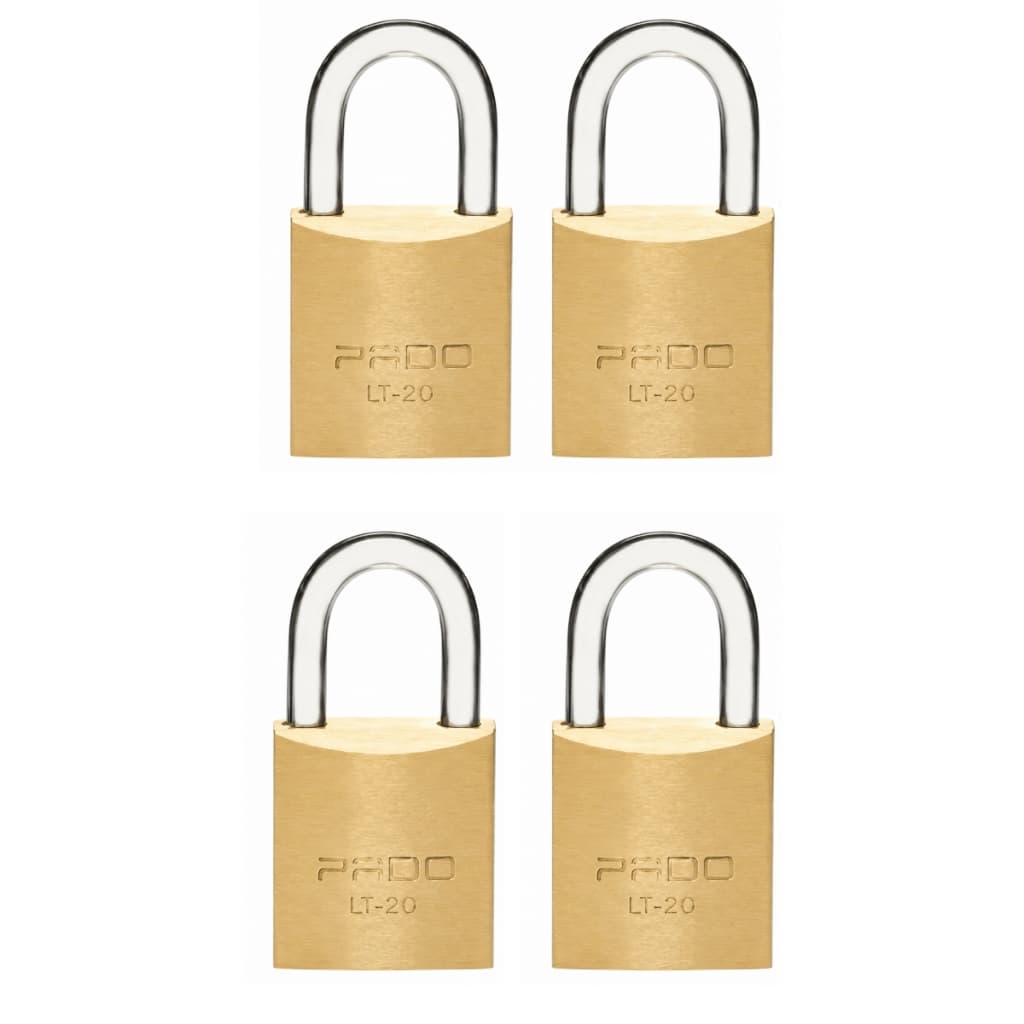 Cadeado Pado 20mm Latão De Armário Bicicleta Malas 4 Peças Cor Dourado