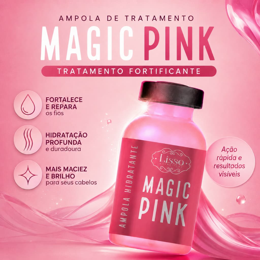 Ampola de Tratamento Fortificante Magic Pink Lisso Cosméticos 20ml