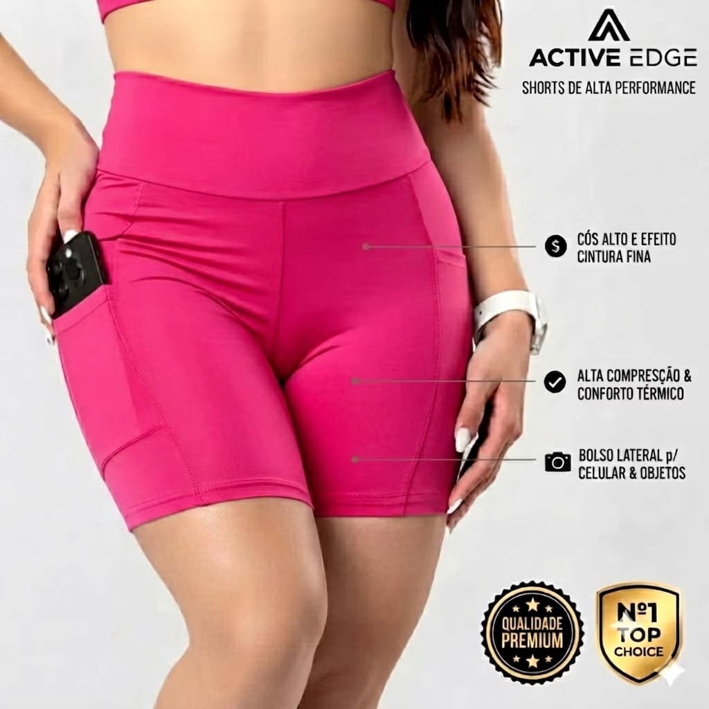 Short Feminino Cós Alto para Treino e Corrida Fitness