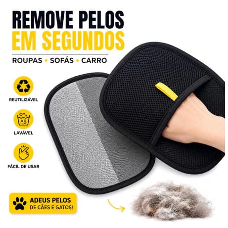 Luva Removedora De Pelos Cães Gatos Tira Pelos Sofa Roupa Pet Lavável Reutilizável Eficiente