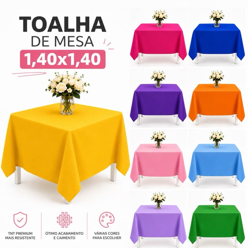 Toalha de Mesa Com10 Unidades em TNT 1,40x1,40 Decoração Festa Aniversario Comemoração