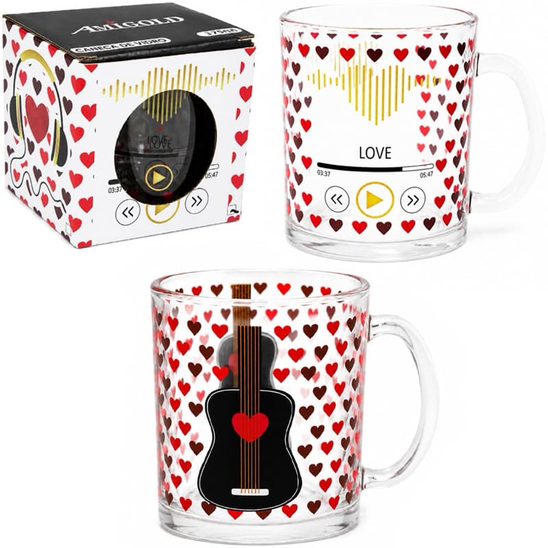 CANECA XICARA DE VIOLÃO VIDRO 335ML