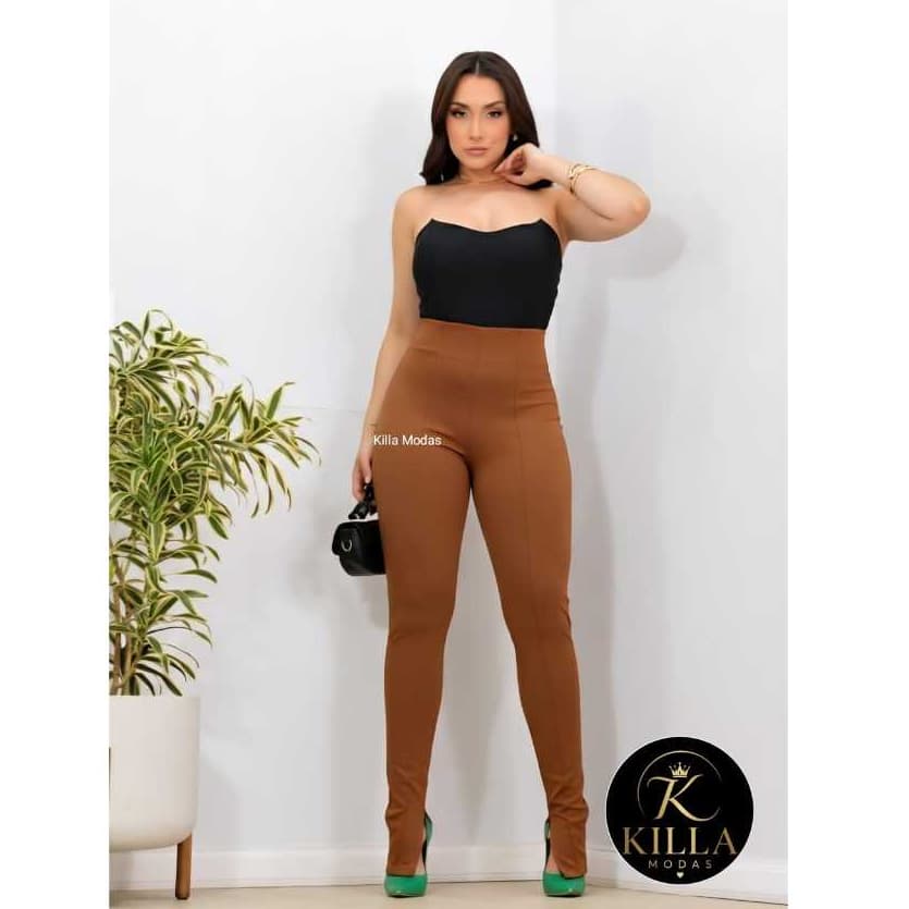 calça social cintura alta em ponto roma estilo ZHARA
