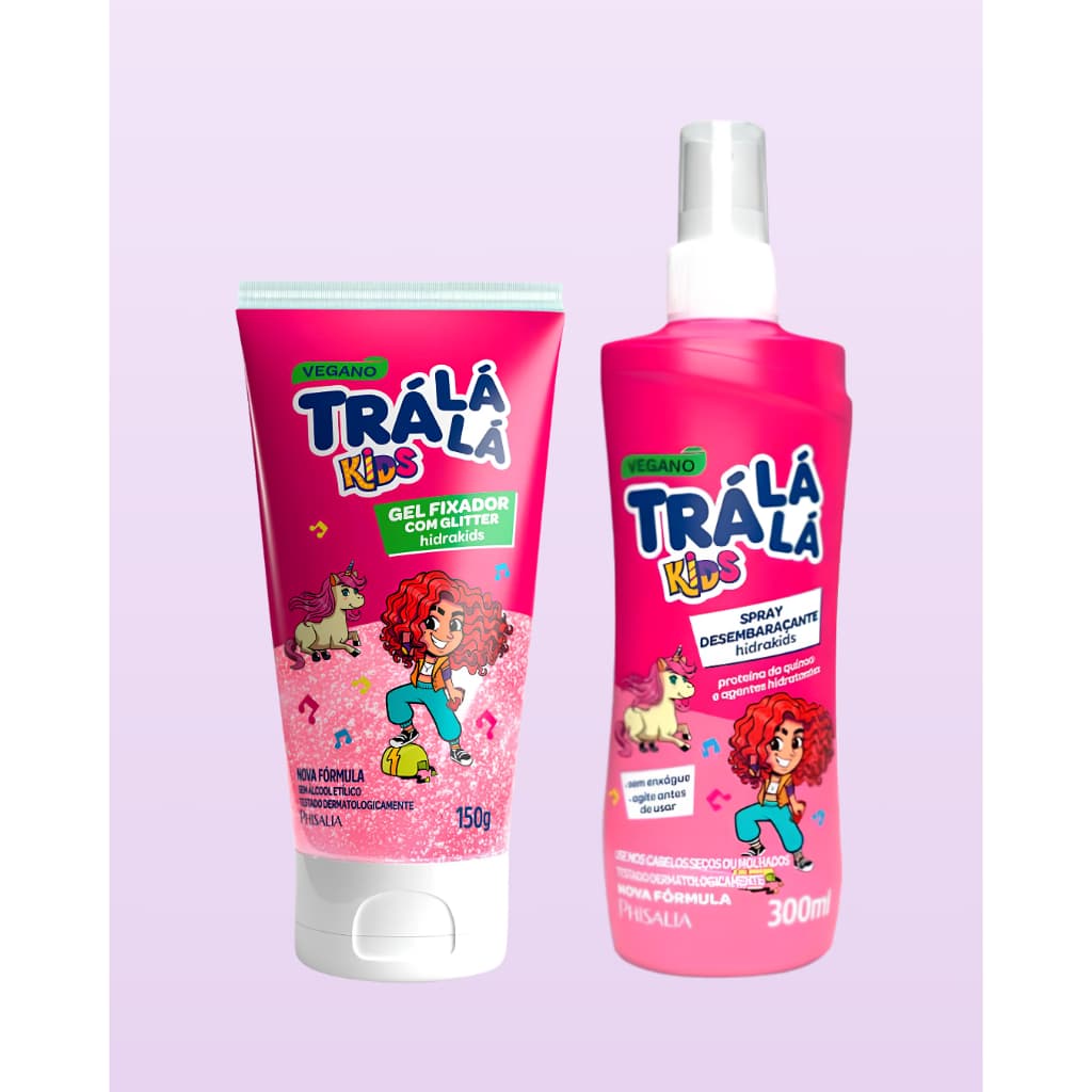 Kit Gel com Glitter 150g e Spray Hidra Tra lá lá lá