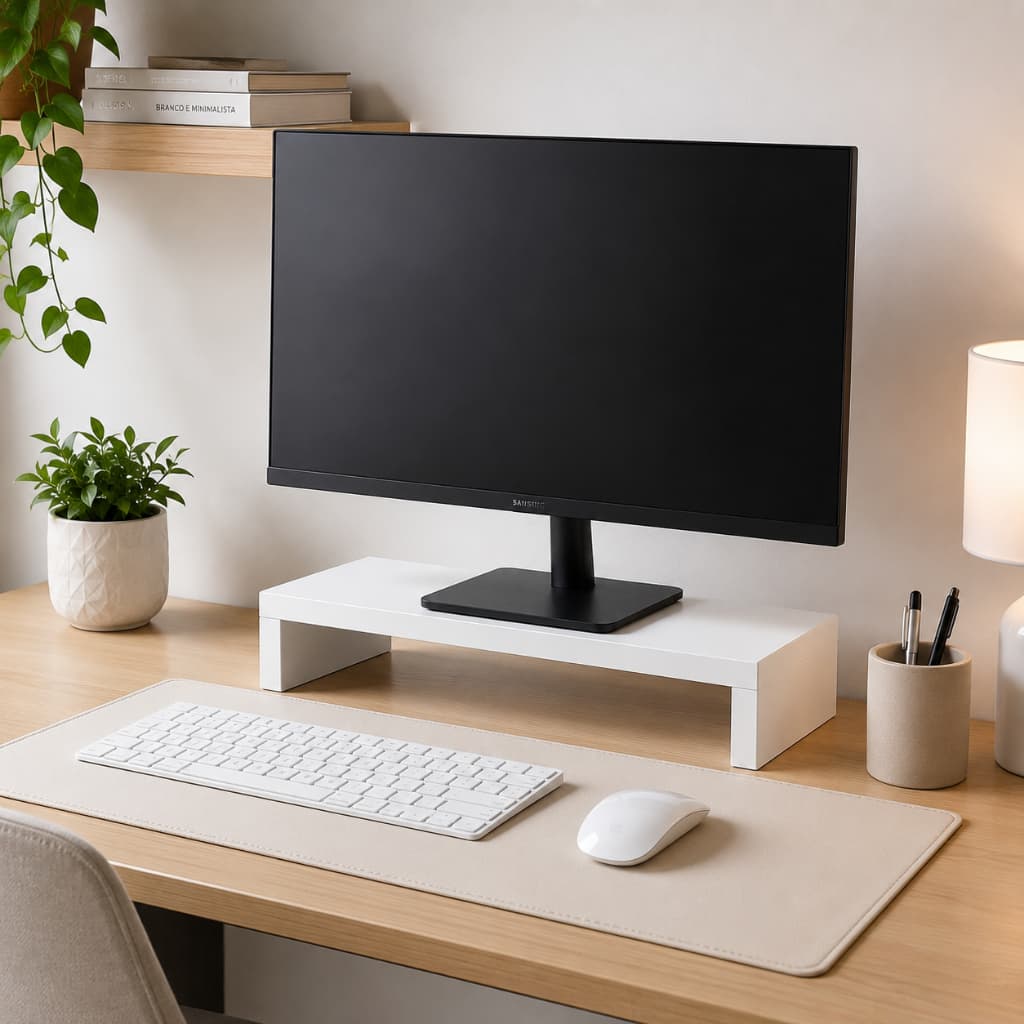 Suporte para Monitor Base Elevada Mdf Organização Mesa Escritório