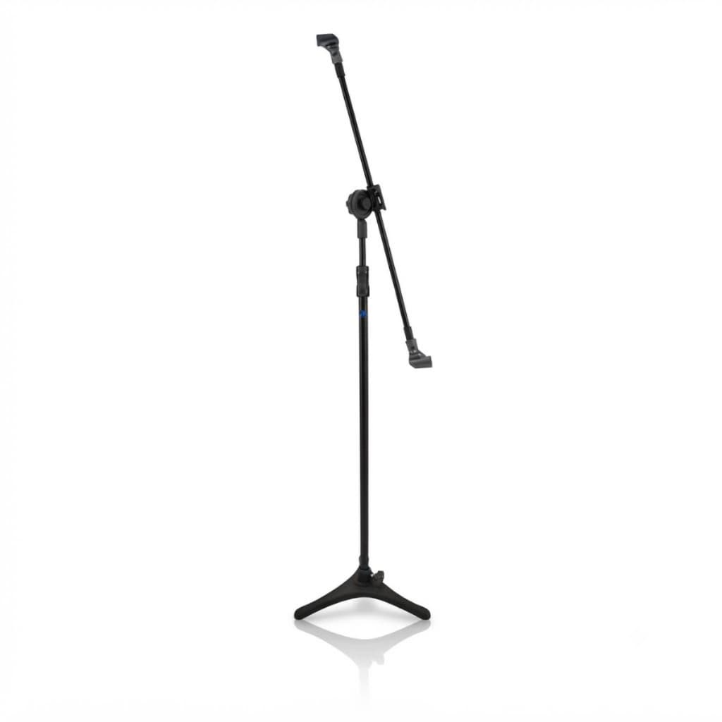 Suporte Pedestal Tripé Girafa Profissional Para 2 Microfones Com Pés De Ferro + Cachimbo