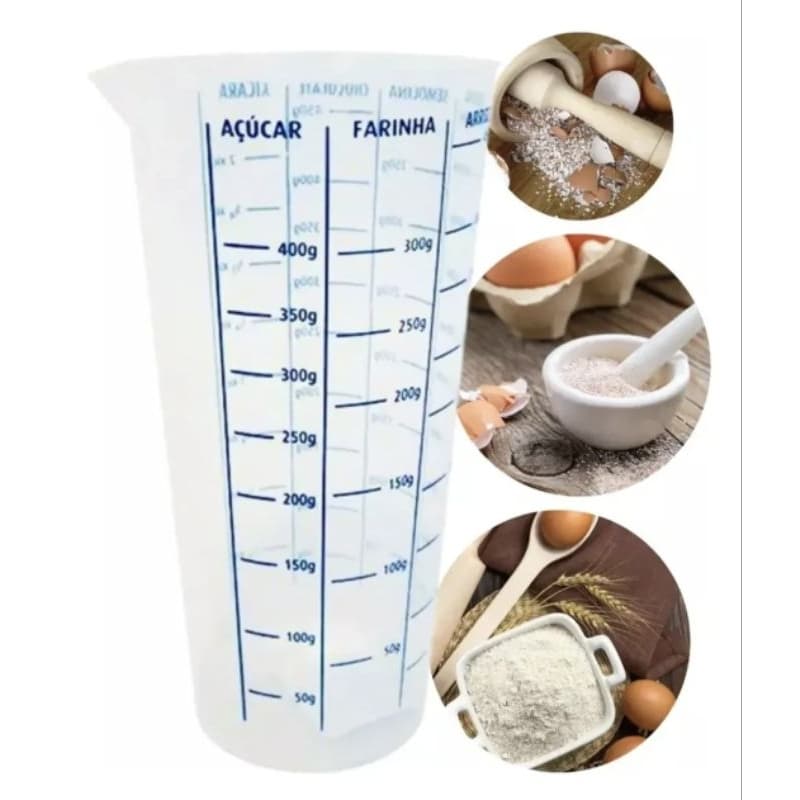 Copo Medidor Graduado 500ml Transparente 7 Escalas de Medição para Cozinha
