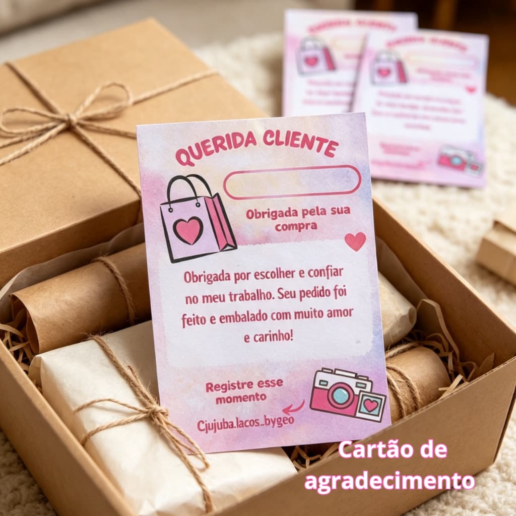 Kit tag cartão de agradecimento personalizado para encantar clientes e valorizar cada pedido