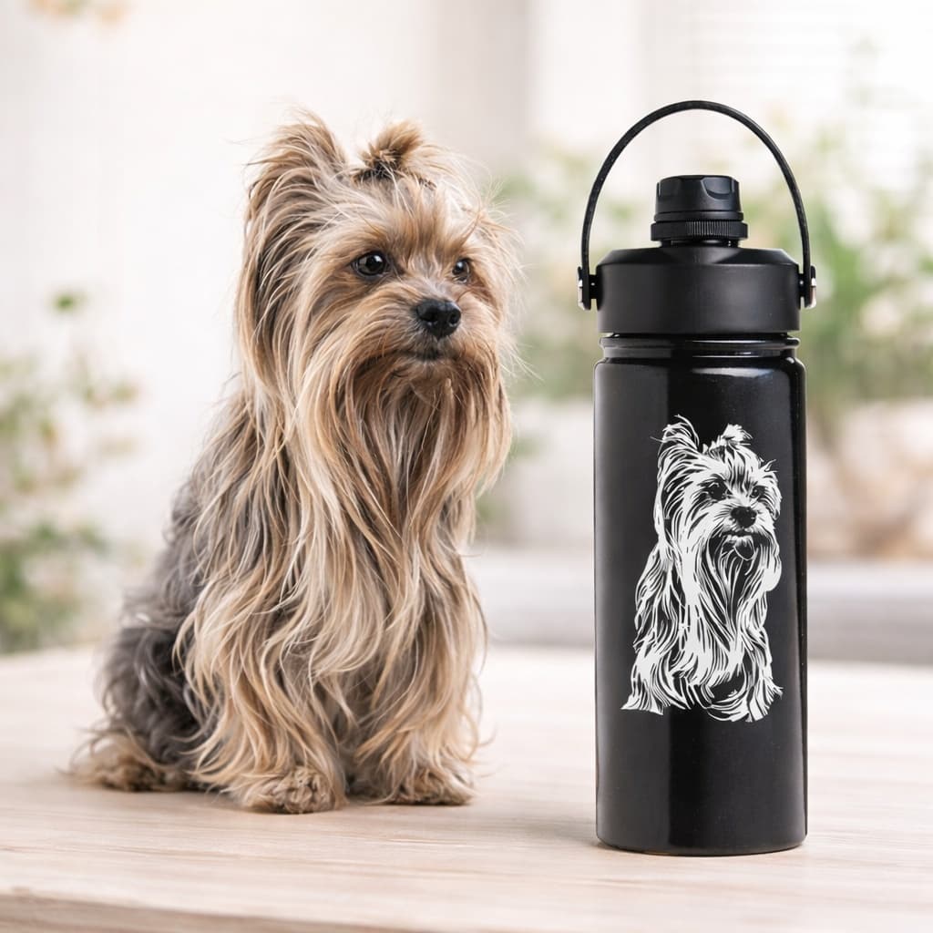 Garrafa Inox 600ml com Foto do Pet Gravada a Laser