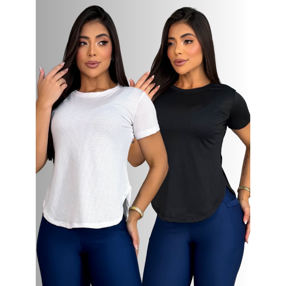 Kit 2 Camisetas Dry Fit Fitness Blusa Treino Camisa Básica Manga Curta T-shirt Tapa Bumbum Academia