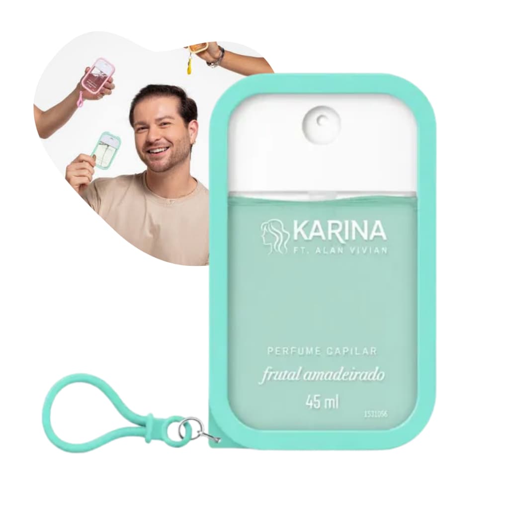 Perfume Capilar Karina Frutal Amadeirado Collab Alan Vivian 45ml Proteção Térmica Longa Duração