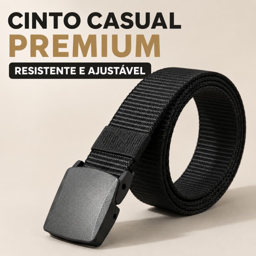 Cinto Ajustável de Nylon Militar Masculino de Pressão Fivela Confortável 120cm Adulto Qualidade Preto