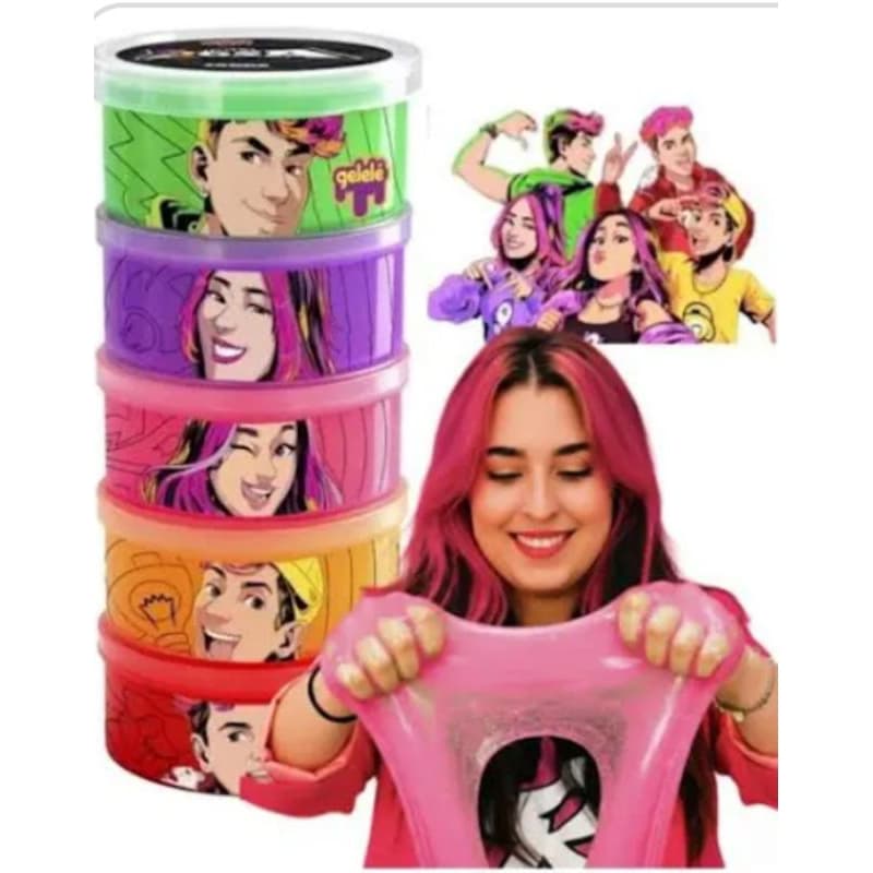 Torre slime dos Rosas com 5 potinhos de slime colorida 330g Emily Vicky