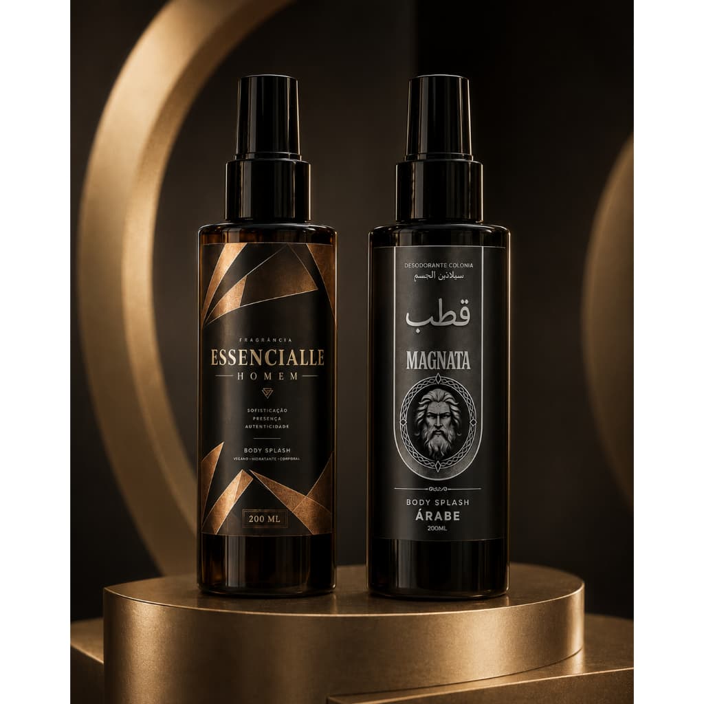 Kit ate 2 Body Splash Magnata Arabe + Essencialle 200ml Masculino Perfume Corporal