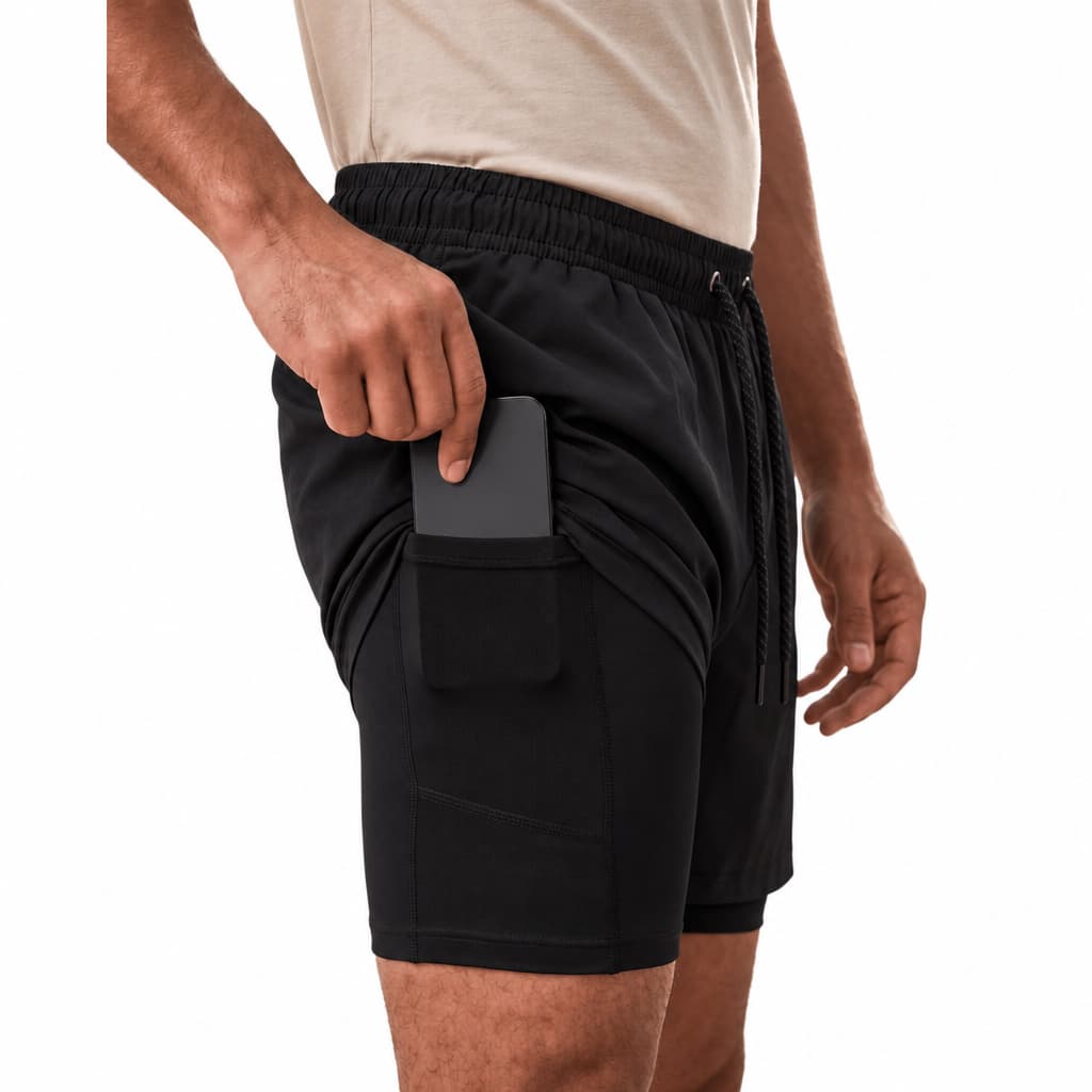 Kit Short 2 Em 1 Masculino Térmico Compressão Academia Corrida Fitness