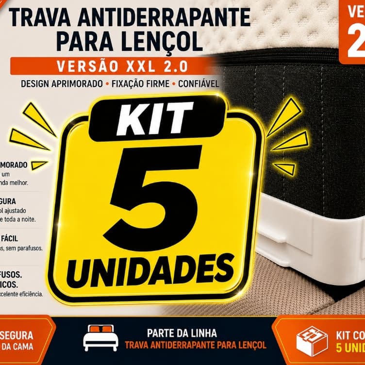 5pcs Prendedor de Lençol Antideslizante – 4 Travas de Canto + 1 Trava Central