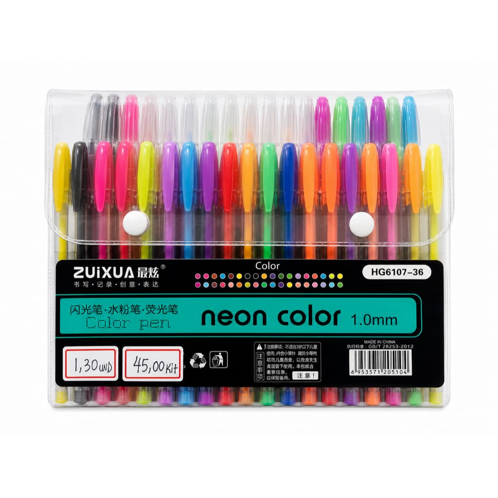 Kit com 36 canetas em gel coloridas